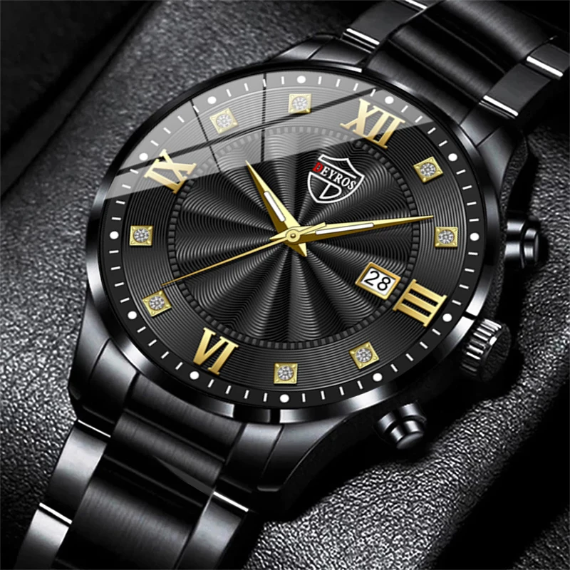 Fashion Mens Stainless Steel Watches Luxury Minimalist Quartz Wrist Watch Men Business Casual Calendar Watch Reloj Hombre