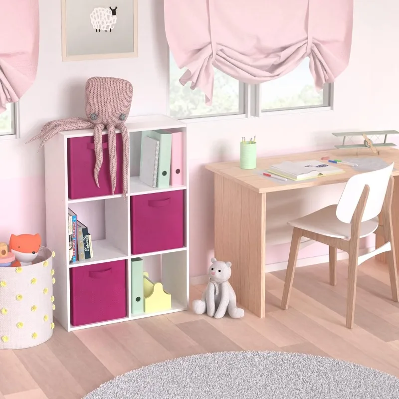 ตกแต่งบ้านวางซ้อนกันได้ 6 Cube Cubeicals ออแกไนเซอร์จัดเก็บตู้หนังสือพร้อมฮาร์ดแวร์สําหรับสํานักงาน บ้าน และตู้เสื้อผ้า Whi