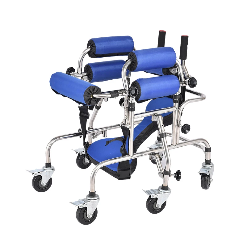 Child Walker with 6 Wheels Lower Limb Training Rollover Prevention Stand Walking Stick Rehabilitation Instrument for Children