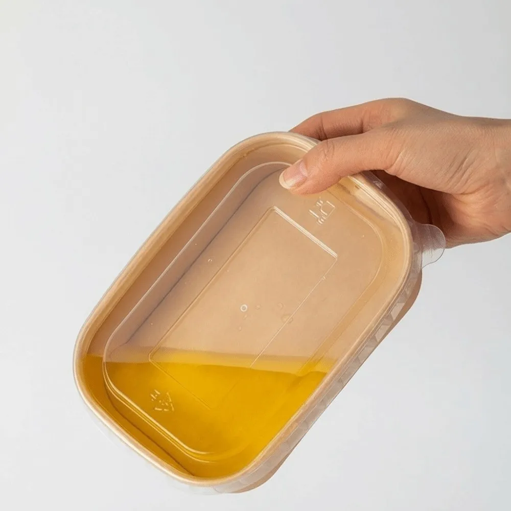 10PCS/Set Square Disposable Lunch Box Paper with Lid Kraft Paper Lunch Box Food Container Leak Proof Food Packing Box