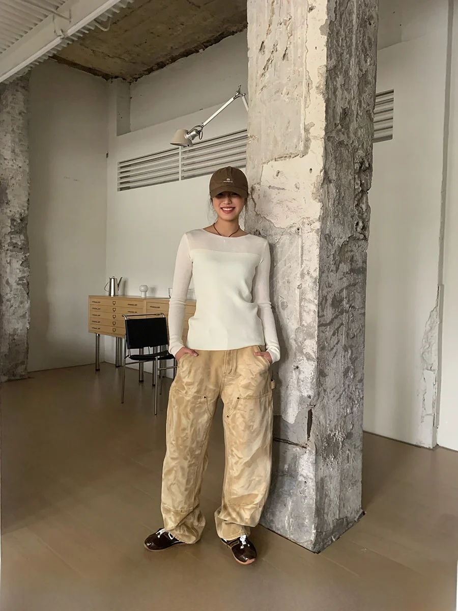 

American Sle High Waist Denim Work Pants Women Loose Wide Leg Jeans Summer Faion Slimming GOGO BURN Design Sensation