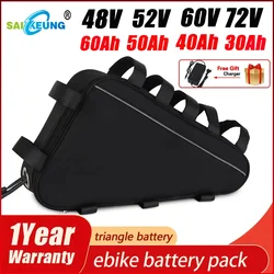 Electric Bike Triangle 48V 45AH Battery 52V 21700 Cell Cham-Ride 72V 60V 30AH 100A BMS Huge Capacity 3000W Super Powerful 18650