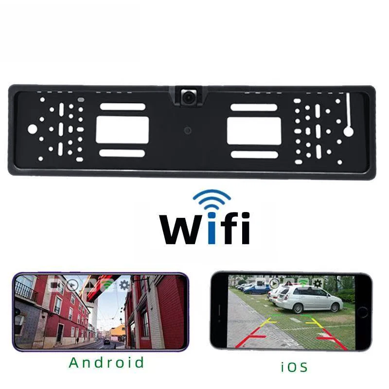 WIFI Car Rear View Camera European Hanging Front View Wireless License Plate Frame Reversing Camera Is Suitable for IOS/Android