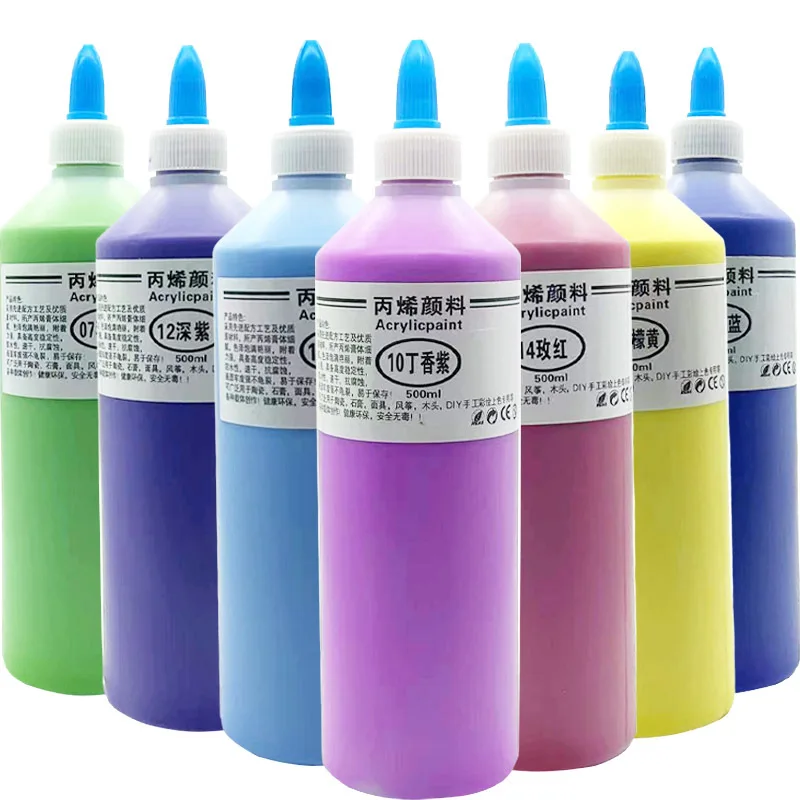 500ml Acrylic Pigment Bright Color Quick-drying Waterproof for Wall Painting Graffiti Gypsum Doll Painting