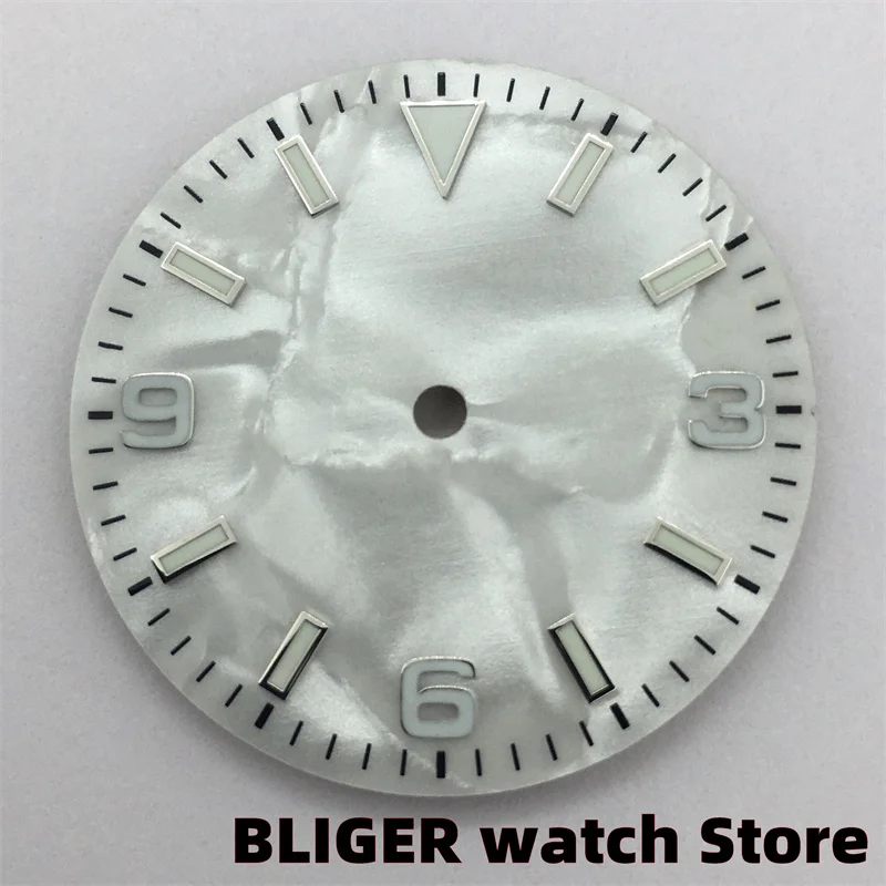 BLIGER 29mm Schwarz Weiß Blau Grün Orange Zifferblatt Shell Zifferblatt C3 Leuchtende Fit NH35 NH36ETA2824 PT5000 Miyota DG bewegung Uhr Teile