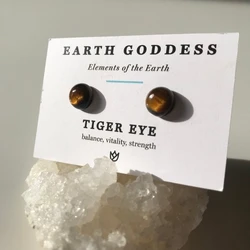 Tigers Eye Stud Earrings. Balance, Vitality and Strength Jewelry. by Earth Goddess