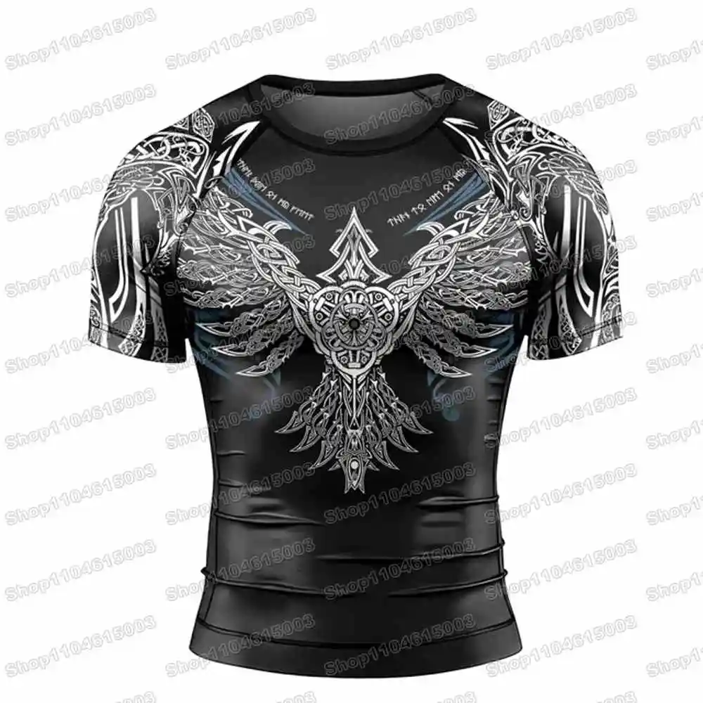 Muninn Eagle Wrestling  Rash Guards Surfing Jersey Beach Shirts Swimwear Diving Gym Shorts MMA BJJ Men Jiu Jitsu Fitness Sets view 3