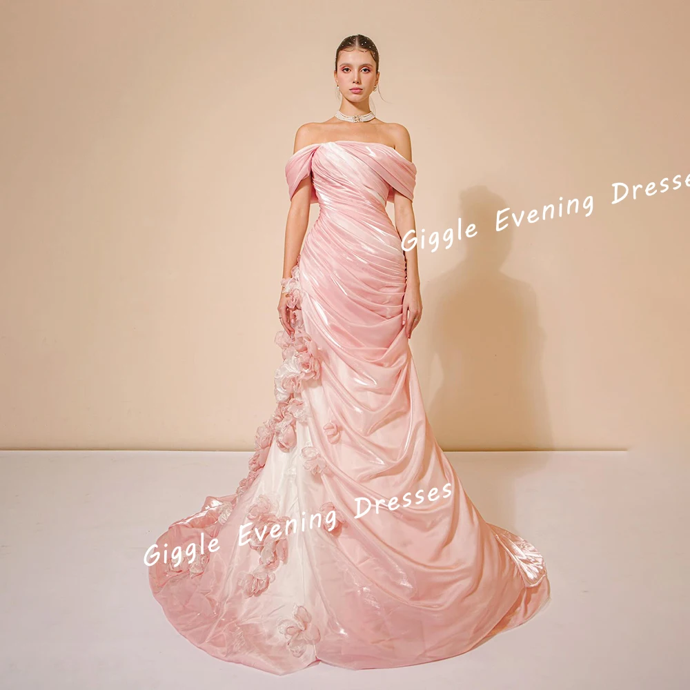 Nobility Appliques Off-Shoulder Satin Prom Pretty Gown Saudi Arab A-Line Pleat Floor-Length Elegant Ladies Evening Dresses 2024