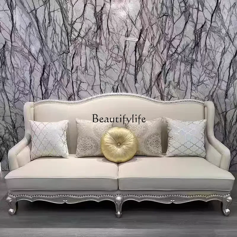 

FG10French light luxury court style solid wood sofa European living room carved sofa combination