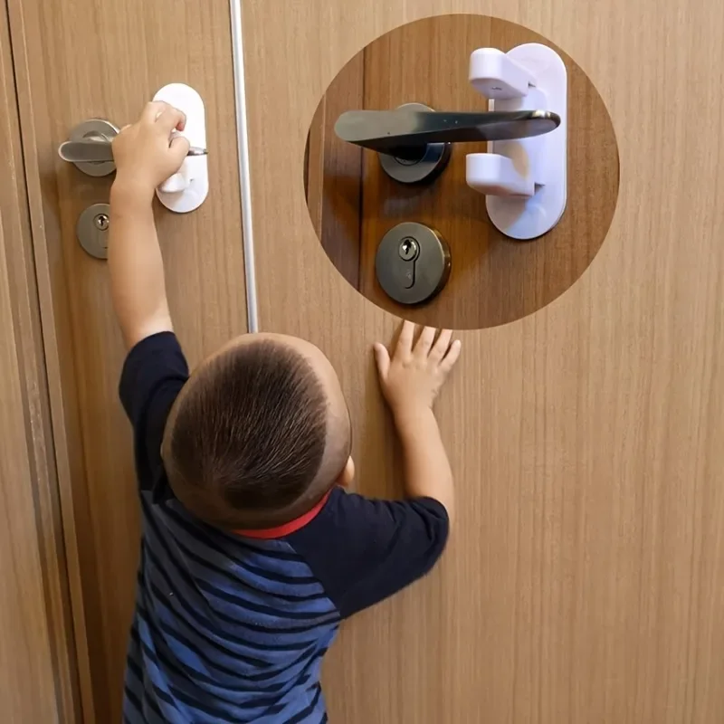 vvocci Multi-functional Door Lever Childproof Door Lever Lock Rotation Proof Professional Door Adhesive Security Latch Universal