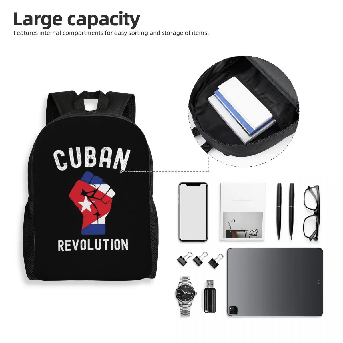 Cuban Revolution Cuba Flag Design Vintage Backpack Student Boys Girls BookBag School Bag Computer Shoulder Bags