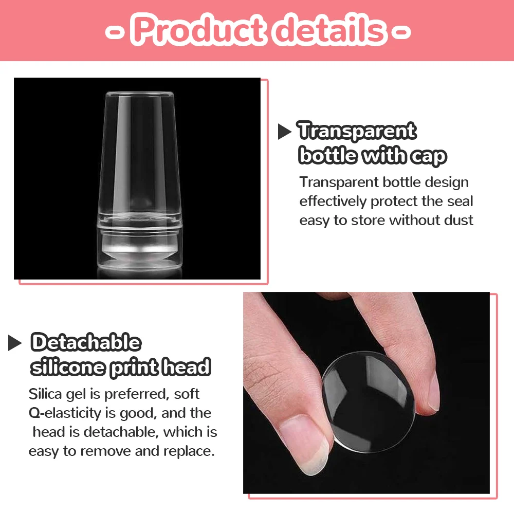 Transparent Nail Stamper With Scraper 2pcs Jelly Silicone Stamp For French Nails Manicuring Kits Nail Art Stamping Tool Set