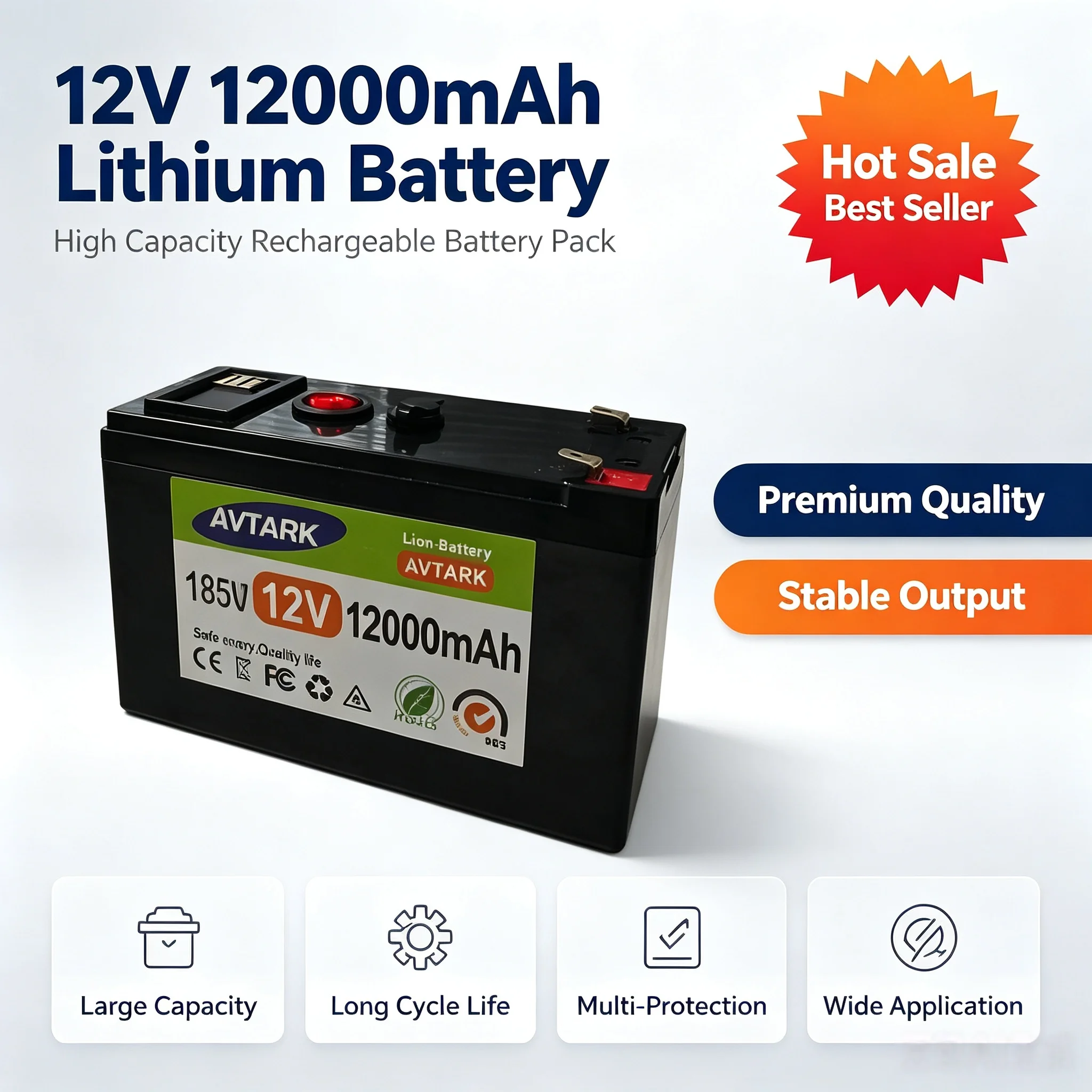 LiFePO4 12V 120Ah Built-in BMS Rechargeable Lithium Battery For Solar Panels Power Wheels Kids Ride On Toy Fish Finder Supply