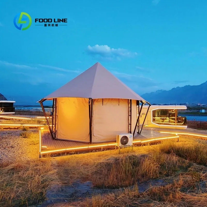 Top Sale Trending Four-season Double Layer Oxford One Bedroom PVC Luxury Campsite Hotel Tents Starry Sky Tent Rooms Customized