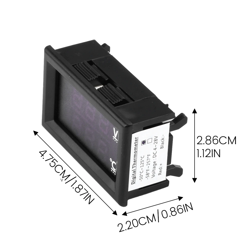 DC 4-28V Digital Voltmeter Thermometer 0.56 Inch Temperature Sensor Meter Voltage Temperature Tester With NTC Probe Cable