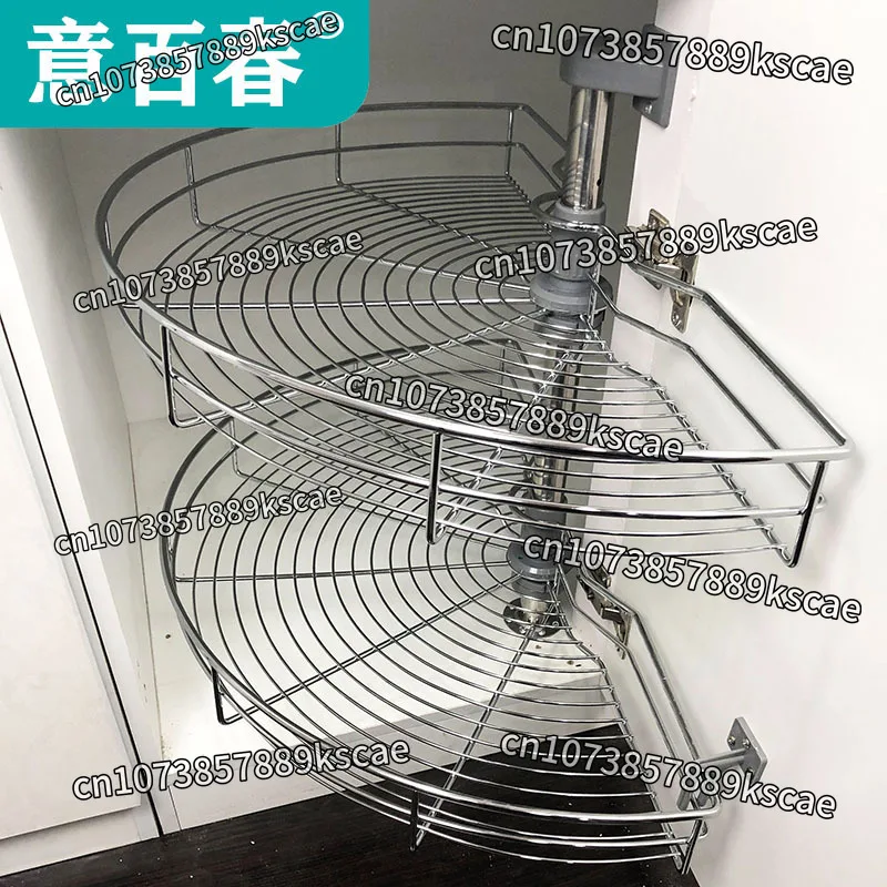 The Arc-shaped Pull-out Basket in The Corner of The Cabinet Can Be Rotated 180 Degrees for A Double-layer Storage Rack