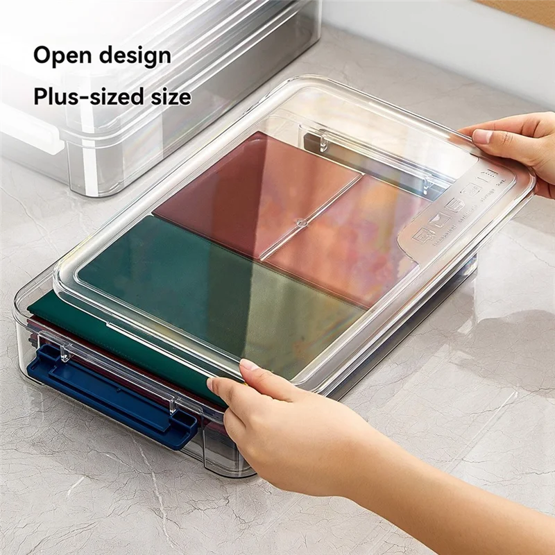 

OFSS-A4 Transparent Storage Box Portable Plastic Document Stationery Jewelry Storage Case School Home Office Supplies