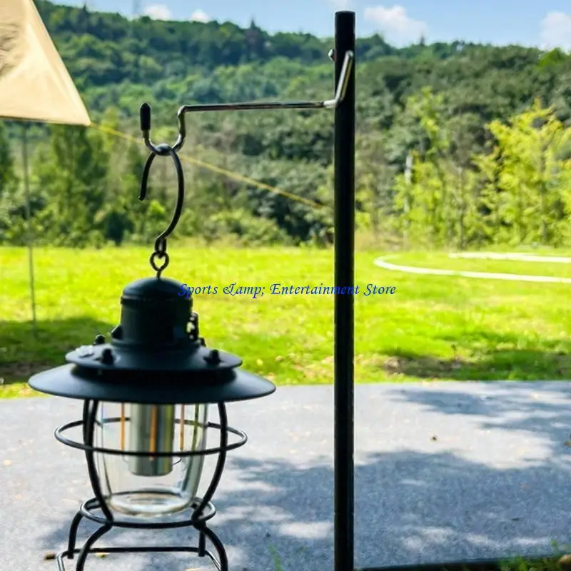 G7NF Folding Lamp Stand Portable Outdoor Table Light Hanger Rack Easy to Use