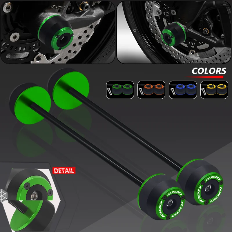 For Z1000 Z1000R Z1000SX ninja1000sx ninja650 versys650/1000 Motorcycle Front Wheel Axle Fork Crash Sliders Protector Pad Cap