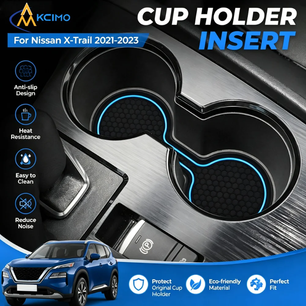 Waterproof Rubber Cup Holder Coaster Anti-Slip Cup Slot Mat Tailor-Made For Nissan X-Trail 2021-2023 Car Interior Decoration