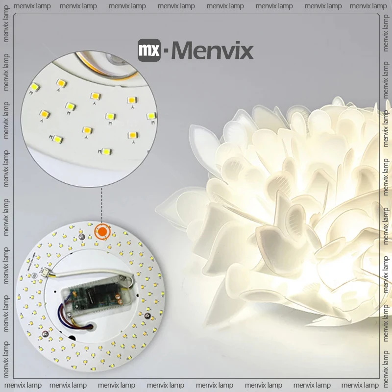 Imagem -06 - Menvix Modern White Led Lustres Luz de Teto Decoração de Pétala Suporte da Lâmpada Quarto Sala de Jantar