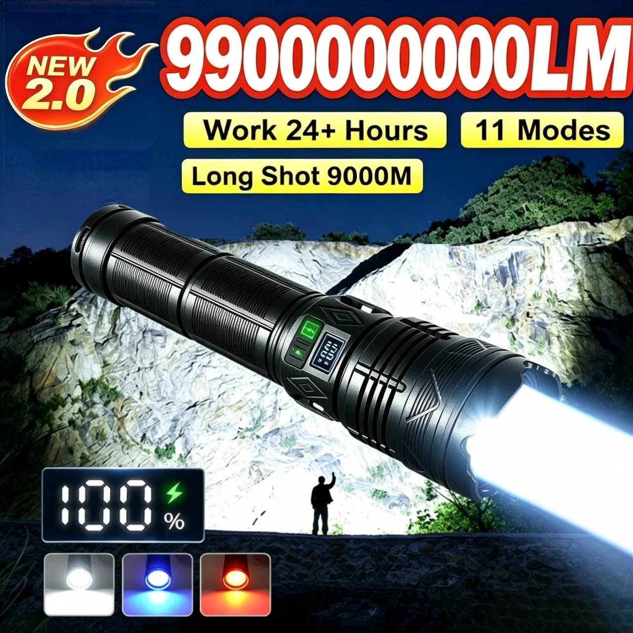 Outdoor Adventure Hunt - Torcia Ultra Potente 9900000000LM Ricaricabile LED