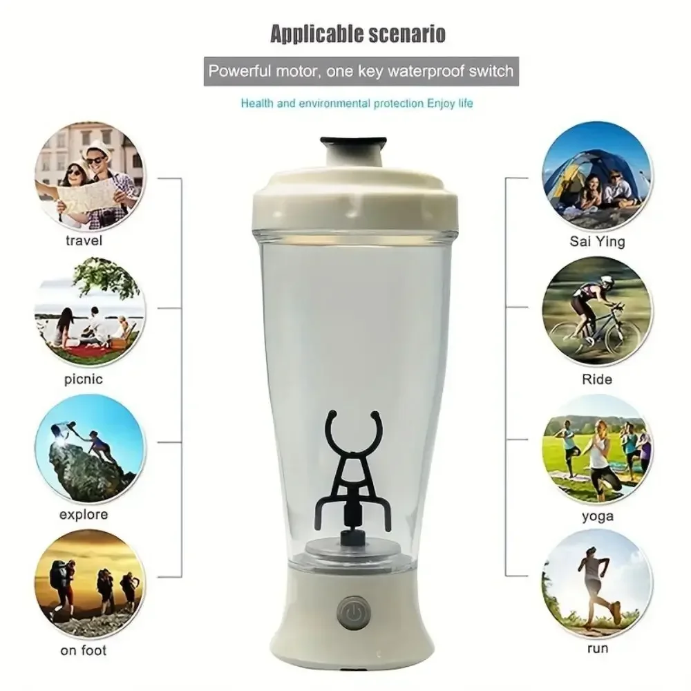 Portable Electric Coffee Stirring Cup Milk Protein Powder Shaker Cup Fitness Plastic Water Bottle Fitness Sports Lazy Cup