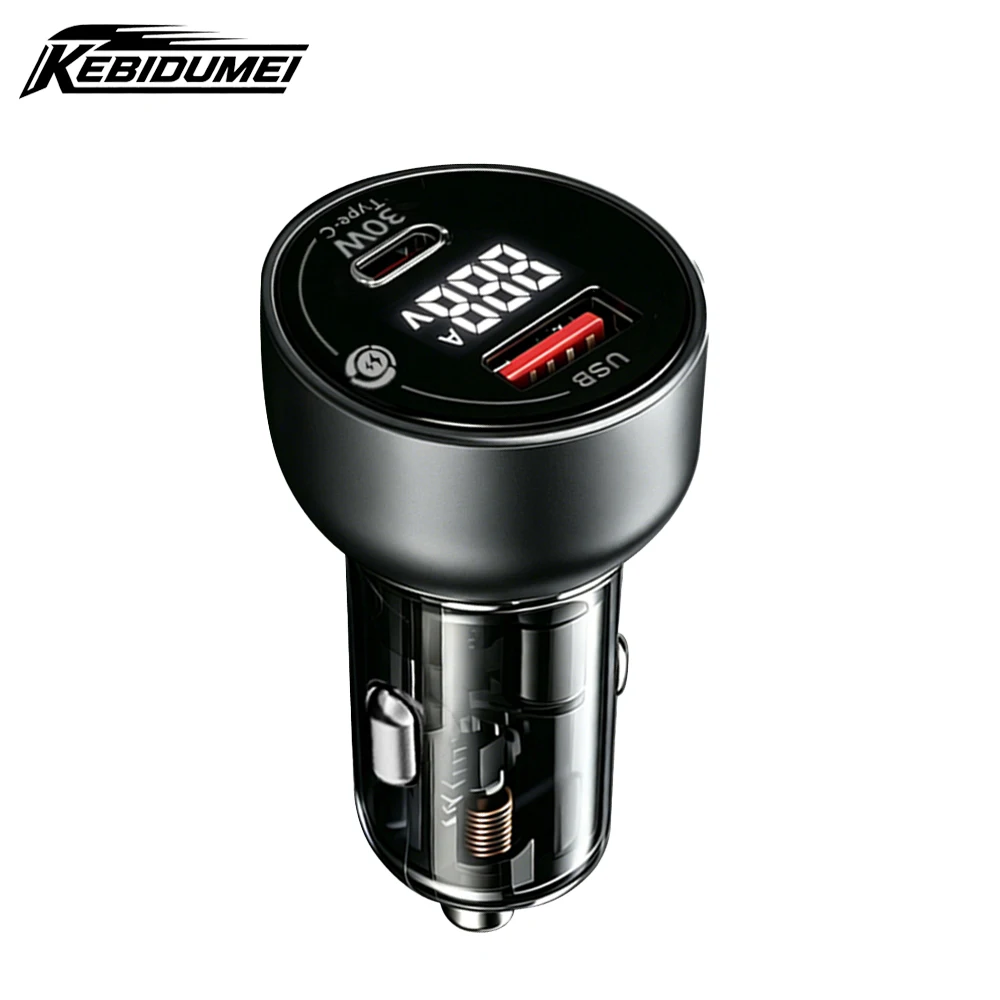 KEBIDUMEI 55W Car Charger Fast Charging Cigarette Lighter Plug PD QC3.0 USB Charge Adapter with Digital Display Car Accessories