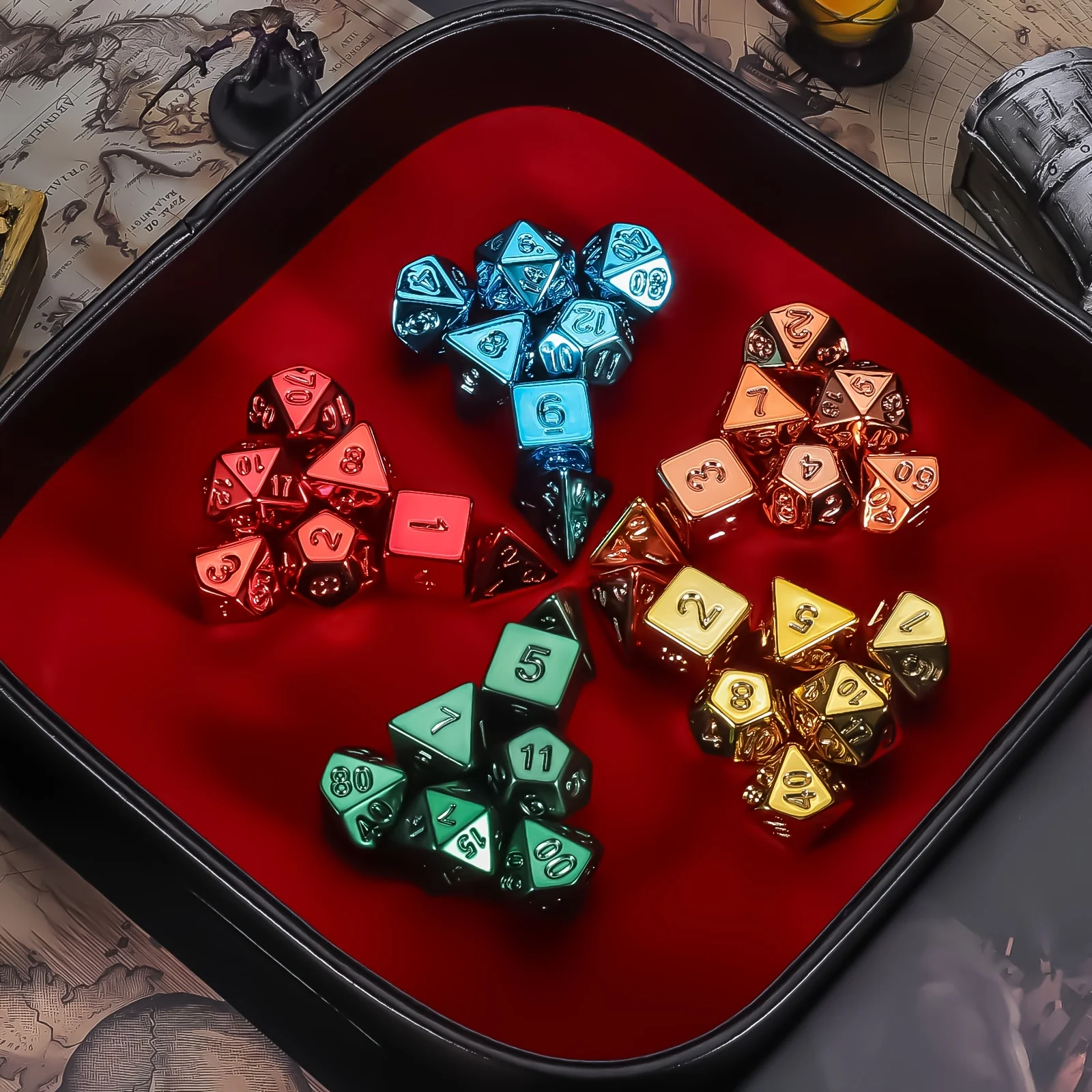 DND Dice Set -7pc Electroplated Polyhedral Dice for D&D RPG MTG Role Playing Table Party Games & DM & Dice Goblin