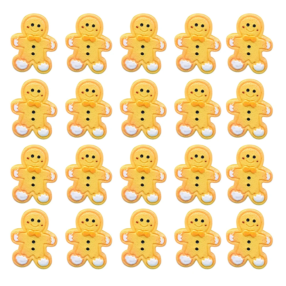 20 Pcs Christmas Accessories Decorations Gingerbread Man Xmas Tree Mould Simulation Resin DIY Crafts