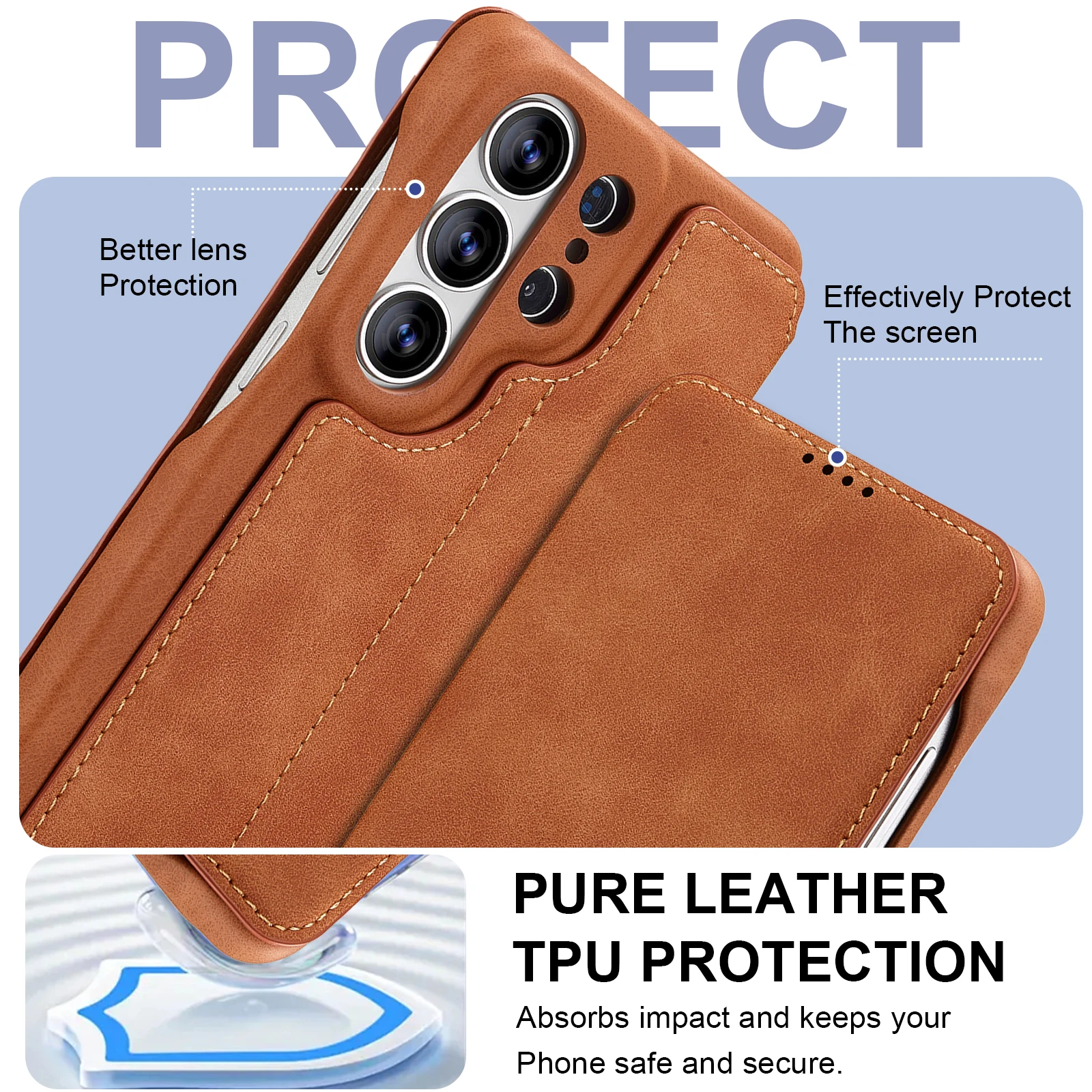 Magnetyczne etui portfel ze skóry z przegródkami na karty do Samsung Galaxy S26 Ultra S25 Plus S24 S23 A54 A53 Note 20 z podpórką, odporne na wstrząsy — zdjęcie produktu 3