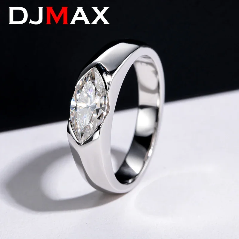 2023 New DJMAX Marquise Full Moissanite Diamond Rings For Women Original 925 Sterling Silver Oval Men's Luxurious Diamond Ring