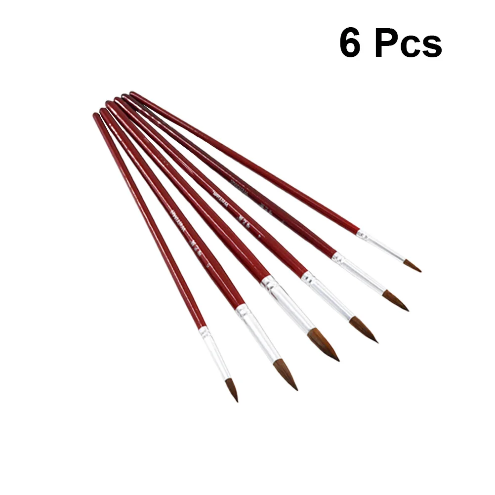 

6Pcs Professional Paintbrush Set Durable Art Supplies for Kids Adults Watercolor Line Drawing Pen Lightweight Travel
