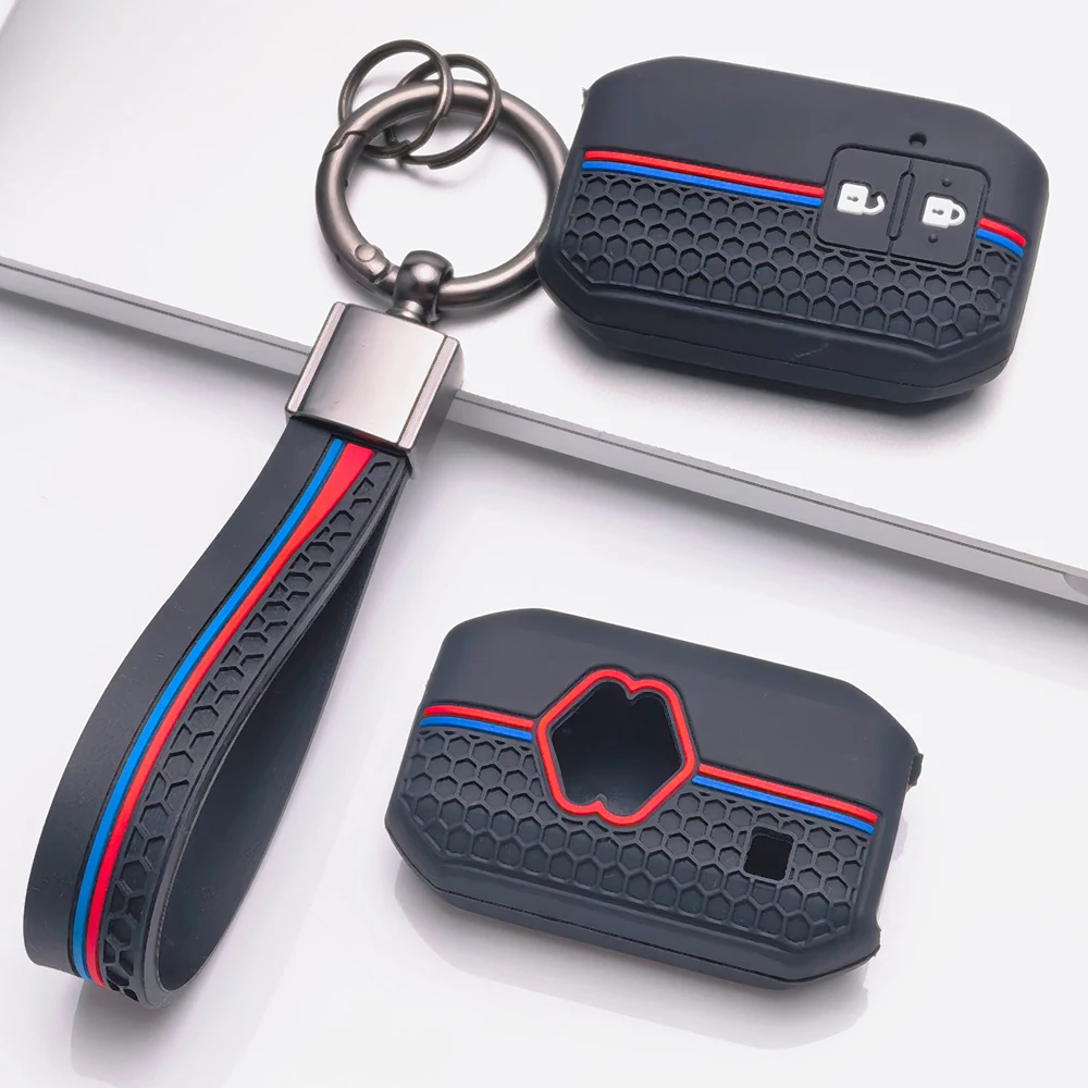 Silicone Car Key Fob Cover with Keychain for Suzuki Swift Ertiga Ignis Baleno XL7 Ciaz Dzire Wagon R Durable Car Key Accessory