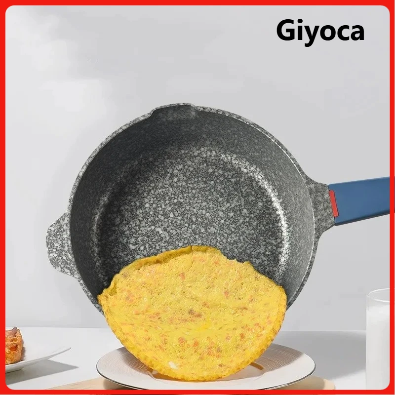 

Giyoca Omelette Pan Non-stick Frying Pan Volcanic Rock Medical Stone Wok with Anti-scald Handle Kitchen Cooking Pot Cookware