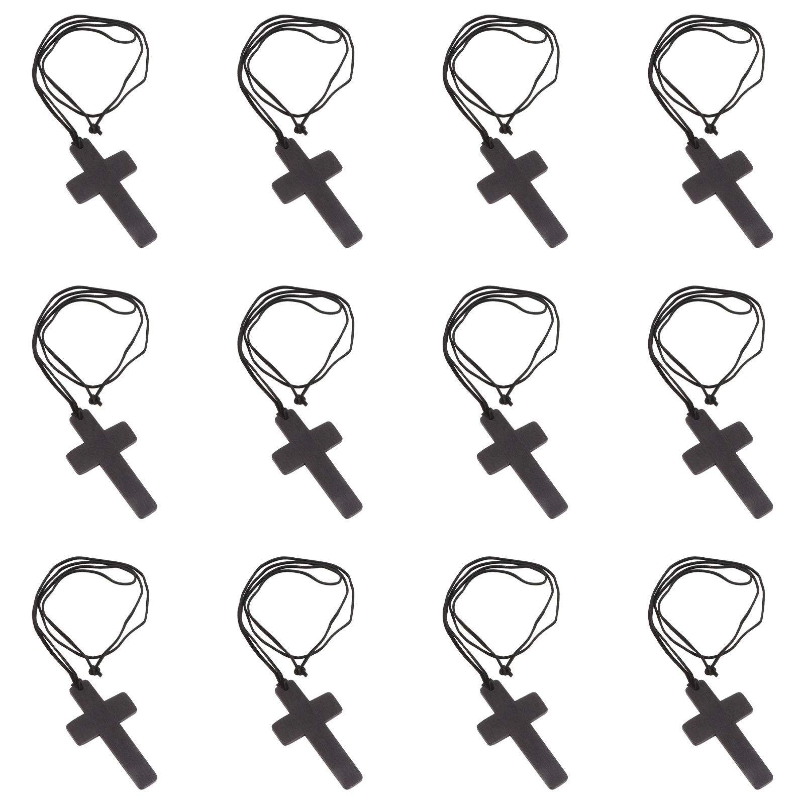 

12pcs Cross Pendant Necklace Trendy Wood Chain Fashion Unisex Anti Rust Non Fading Jewelry Charm Party Wear Gift Idea Stylish