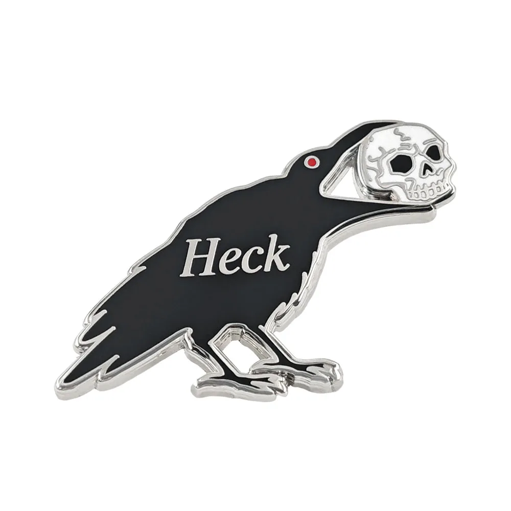 Lustige Goth-Hühner-Emaille-Pin, Höllischer Rabe mit Totenkopf, Gothic Schwarze Krähchen-Brosche, Anstecknadel für Rucksack, Dark-Humor-Schmuckgeschenk – Detail 1