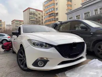 適用於馬自達3 Axela 2014-2016款的汽車上保險桿進氣罩散熱器網狀格柵改裝黑色蜂巢狀賽車格柵 8 最佳銷售 馬自達3前格柵 - №3