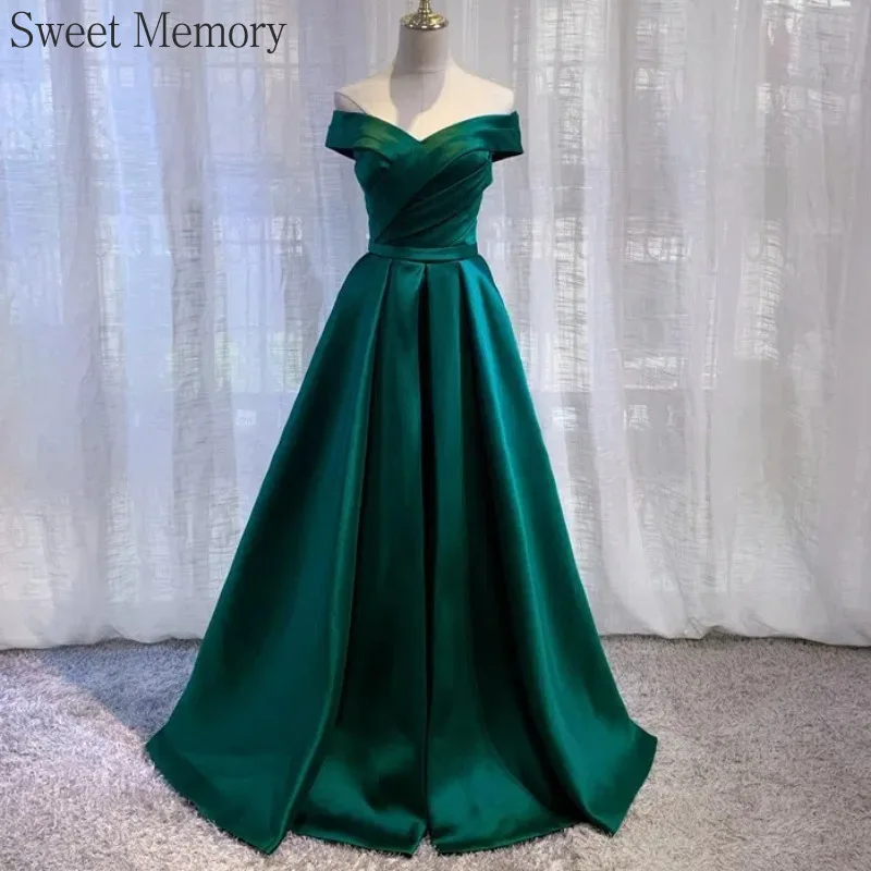 D4119 Vestidos de Noche verdes personalizados, vestido largo de satén para graduación, vestido Formal elegante para mujer, vestidos sexis con cordones para ocasiones a medida