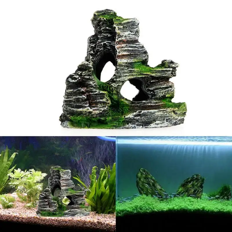 Resin Aquarium Sandstone Decoration Fish Tank Landscaping Rocks Ornaments Fish Shrimp Shelter Aquascape Landscape Aquarium Decor