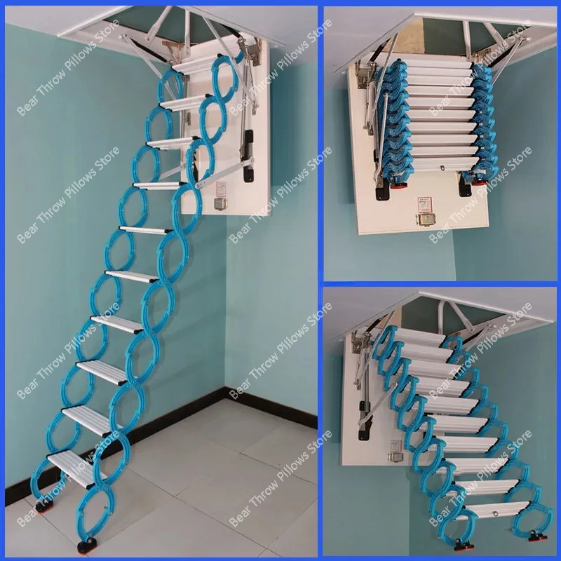 Wall-mounted Ladders Attic Retractable Stairs Lifting Indoor and Outdoor Invisible Folding Ladders Simple Stretching Stairs