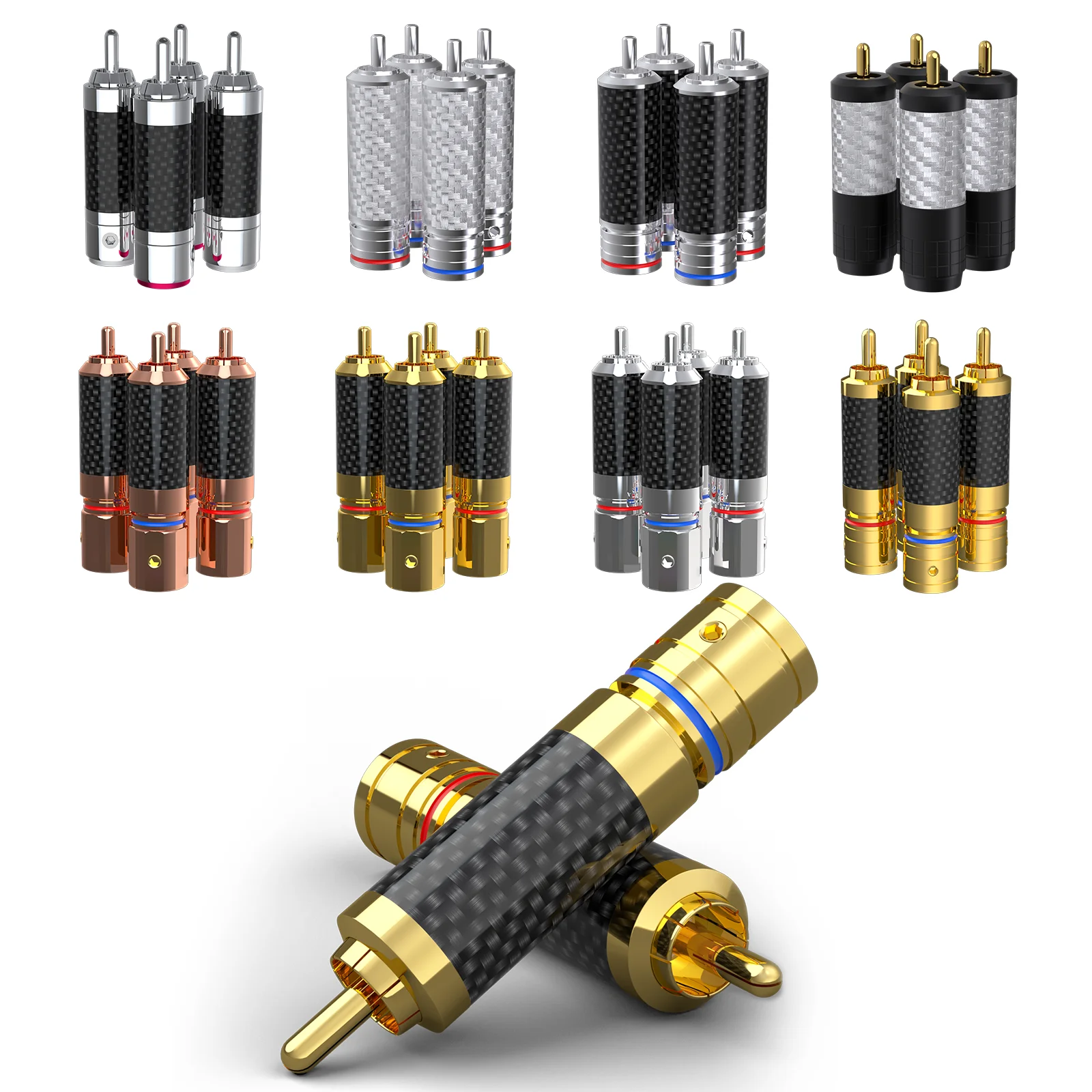 

RCA Plug Connector Soldering Terminal Connector Carbon Fiber Copper Rhodium Gold RCA Socket For Home Theater Sound System