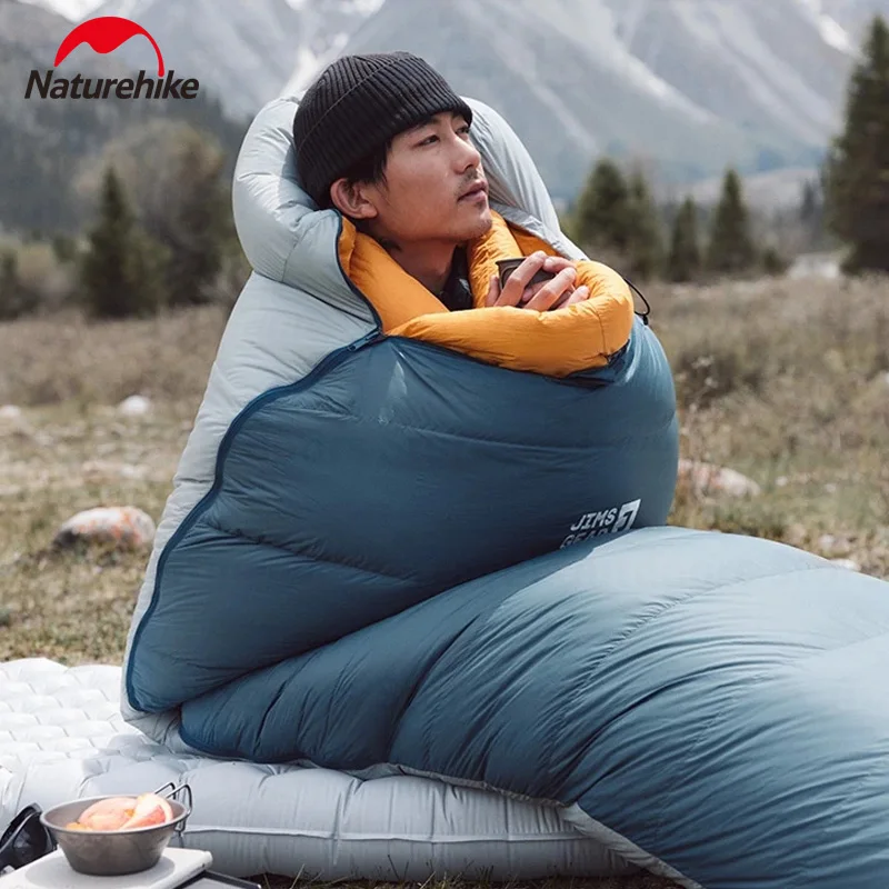 Naturehike JIM'S GEAR saco de dormir al aire libre invierno plumas de ganso 850FP saco de dormir portátil para acampar bolsa de ganso ultraligera embalaje