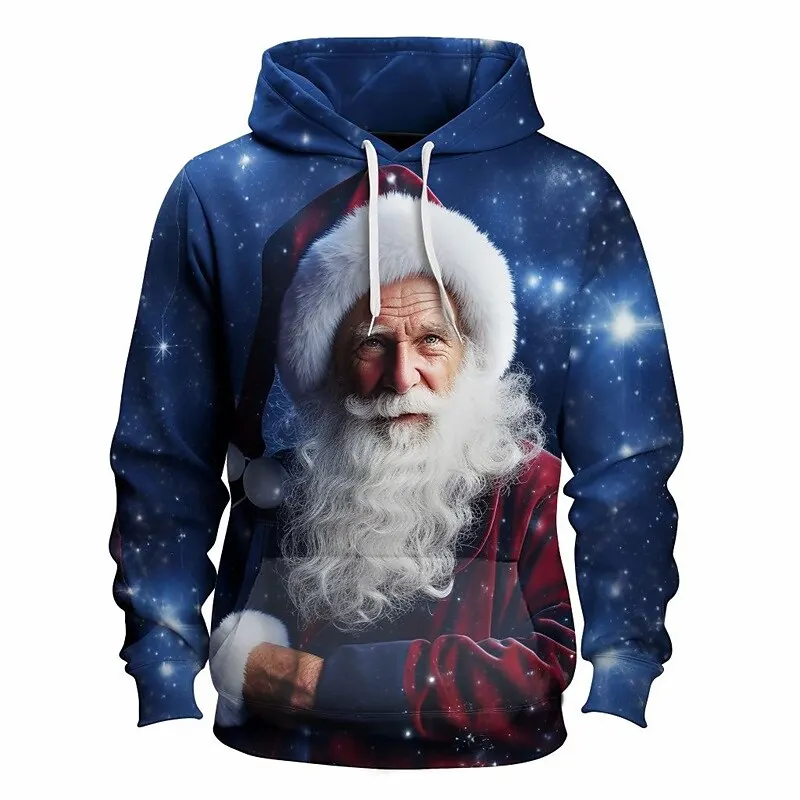 

Fashion Santa Claus Print Hoodies For Men Autumn Oversized Sweatshirts Hip Hop Trend Streetwear Casual Men's Clothes X'mas Tops