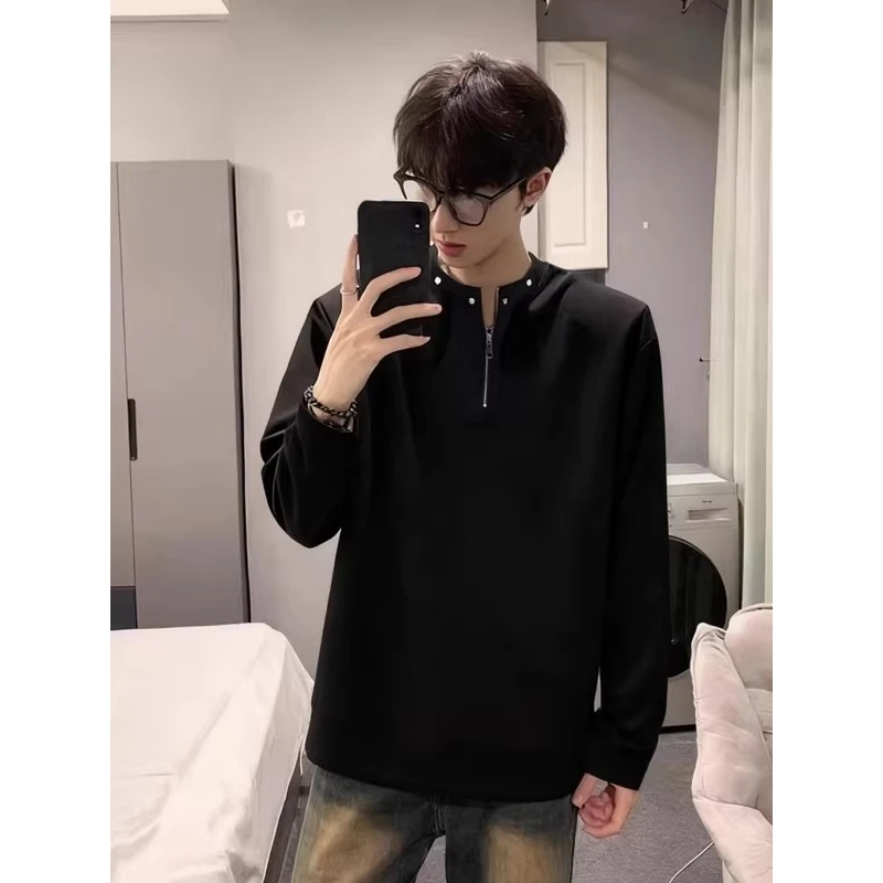 

Мужская толстовка свободного кроя с длинными рукавами, с подплечниками, на молнии, повседневная, из полиэстера, теплая, для молодых мужчин, модный тренд