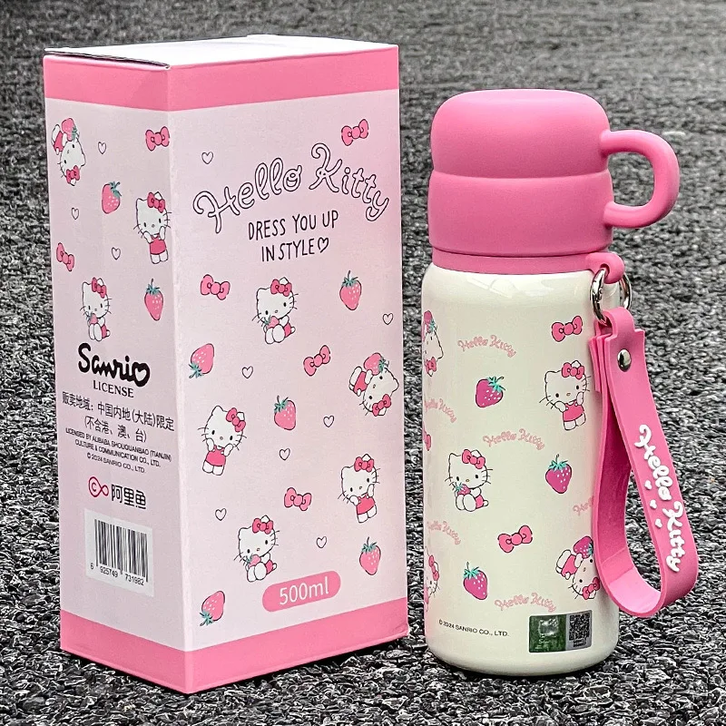 500ML Sanrio Hello Kitty Water Cup Kawaii Stainless steel Thermos Cups Cartoon Kuromi Juice Cup Insulated Water Bottle Kid Gifts