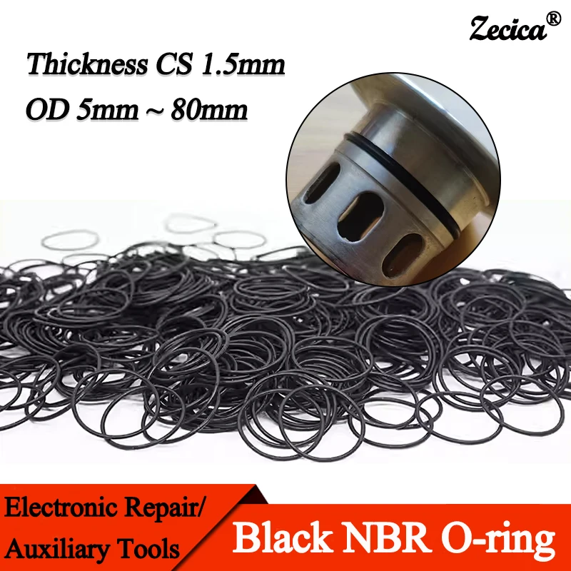 

CS 1.5mm OD 5mm ~ 80mm Black 10/50Pcs NBR O Ring Gasket Automobile Nitrile Rubber Round Corrosion Oil Resist Sealing Washer