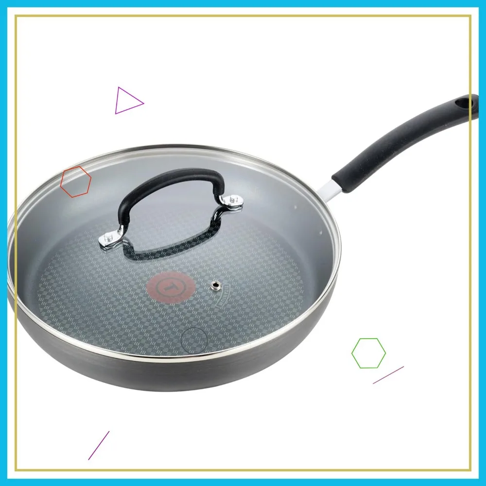 

12 Inch Nonstick Fry Pan with Lid, Oven Safe 400F, Dishwasher Safe, Hard Anodized Cookware for Versatile Cooking
