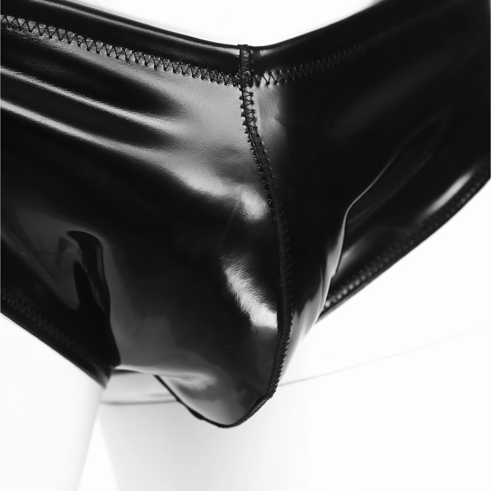 

Men Glossy Leather Latex Briefs Bulge Pouch Underwear Lingerie Swim Trunks Wet Look Panties for Night Pool Party Beachwear