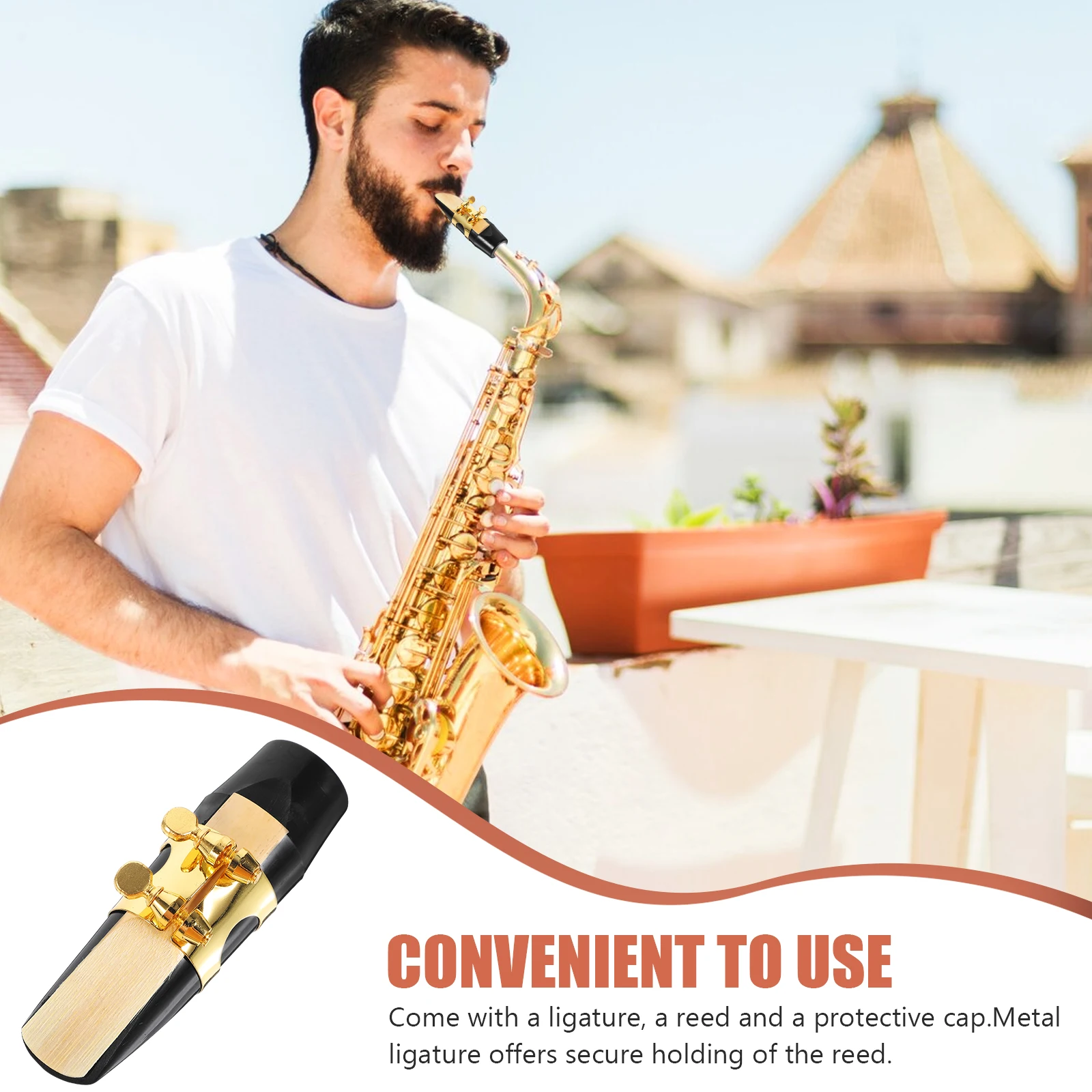 

Alto Saxophone Mouthpiece Black Golden Plastic Metal Reed 2.5 Replacement Damaged Spout Cover Accessories High Tube